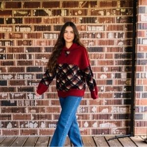 Red hoodie - Plaid Hoodie - Sweater NEW Boutique